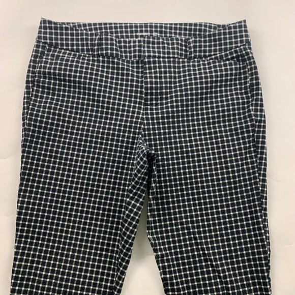 Old Navy Black White Windowpane Checkered Stretch Canvas Pixie Ankle Pant 10 - Picture 2 of 7